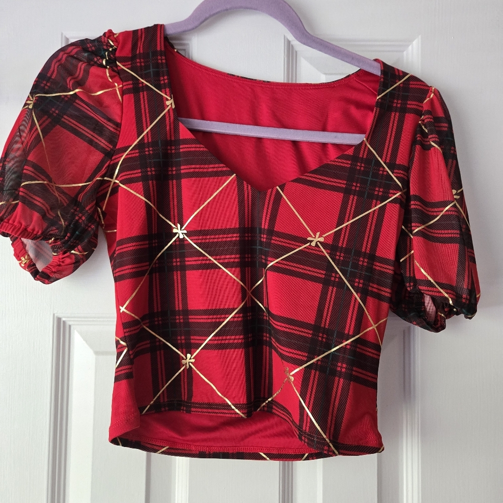 Blackmilk Red and Black Plaid Blouse